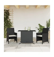 vidaXL 3 Piece Bistro Set with Cushions Poly Rattan