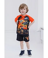 Monster Jam Toddler Boys Grave Digger El Toro Loco Megalodon T-Shirt Tank Top and French Terry Shorts 3 Piece Set to