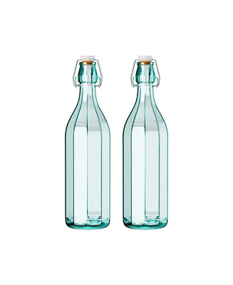 Amici Home Faceted Hermetic Glass Bottle, Large - Set of 2