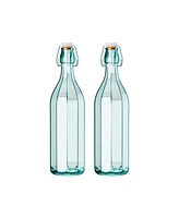 Amici Home Faceted Hermetic Glass Bottle, Large - Set of 2