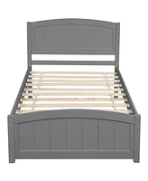 Slickblue Wood Platform Bed with Headboard, Footboard, and Sturdy Slat Support