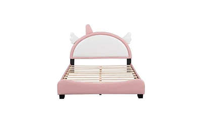 Slickblue Full Size Upholstered Bed with Unicorn Headboard Design