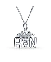 Bling Jewelry Angel Wings Stethoscope Symbol of Registered Rn Nurse Caduceus Pendant Necklace For Women Graduation .925 Sterling Silver