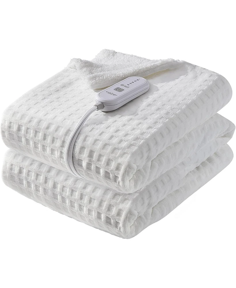 Caromio Twin Size Waffle Sherpa Electric Heated Throw Blanket, 62" x 84"