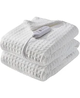 Caromio Twin Size Waffle Sherpa Electric Heated Throw Blanket, 62" x 84"