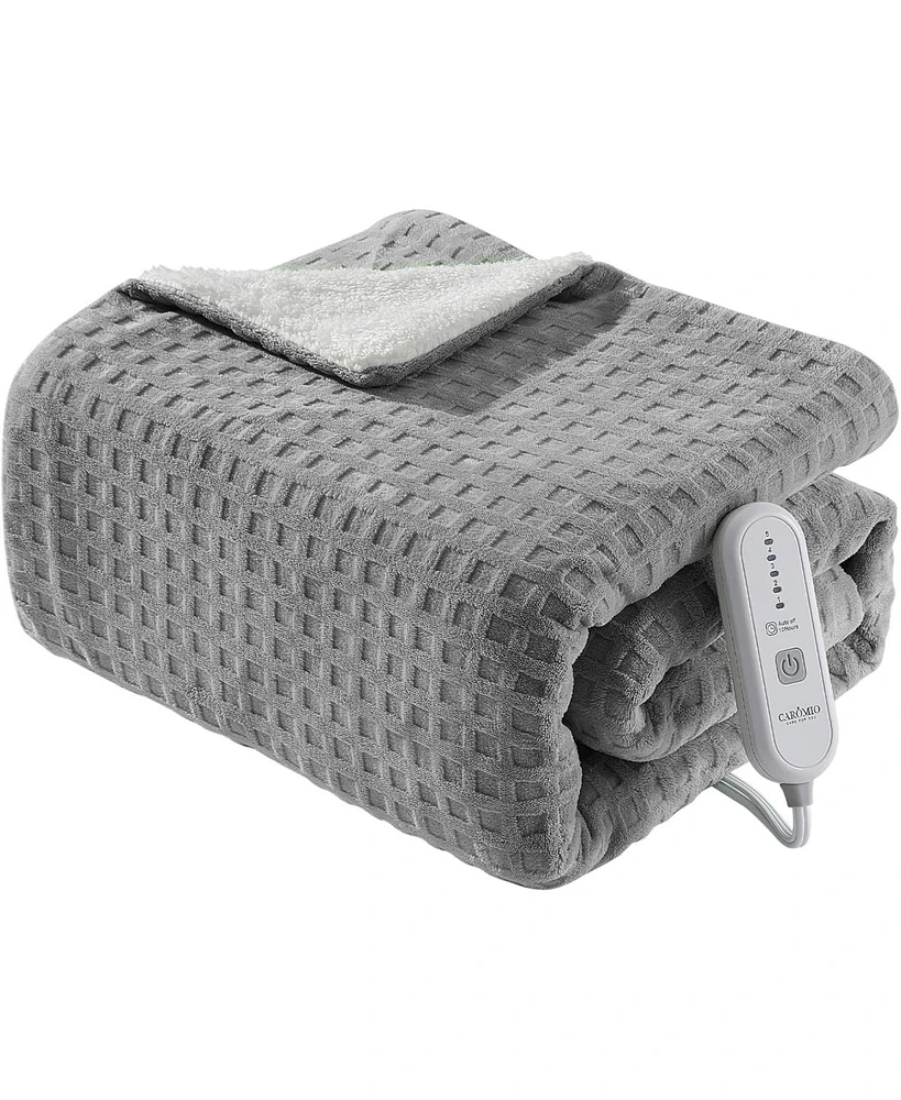 Caromio Twin Waffle Sherpa Electric Heated Throw Blanket, 62" x 84"