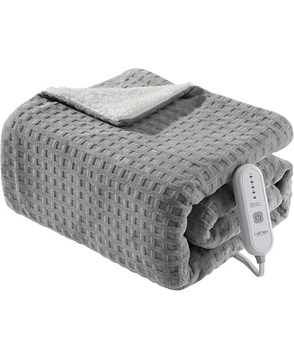 Caromio Twin Waffle Sherpa Electric Heated Throw Blanket, 62" x 84"