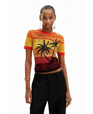 Desigual Women's Knit palm tree T-shirt