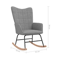 vidaXL Rocking Chair with a Stool Light Gray Fabric