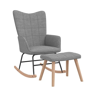 vidaXL Rocking Chair with a Stool Light Gray Fabric