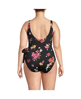 Lands' End Women's Plus Side Tie Wrap One Piece Swimsuit