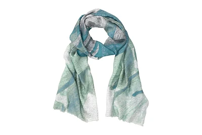 Olsen Abstract Scarf with Frayed Edge Trim