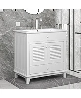 Slickblue Stylish Bathroom Vanity with Sink, 2-Door Cabinet & Drawer for Extra Storage