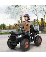 Costway 12V Kids Electric 4-Wheeler Atv Quad 2 Speeds Ride On Car w/MP3&Led Lights