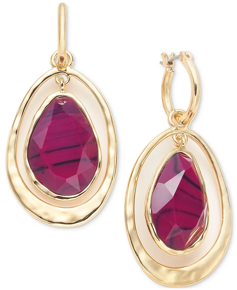 Style & Co Oval Stone Orbital Charm Hoop Earrings, Created for Macy's