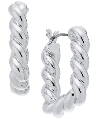 On 34th Small Twisted Square-Shaped Hoop Earrings, Created for Macy's