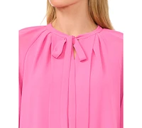 CeCe Women's Pleated Tie-Neck Blouse