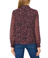 CeCe Women's Floral-Print Long-Sleeve Blouse