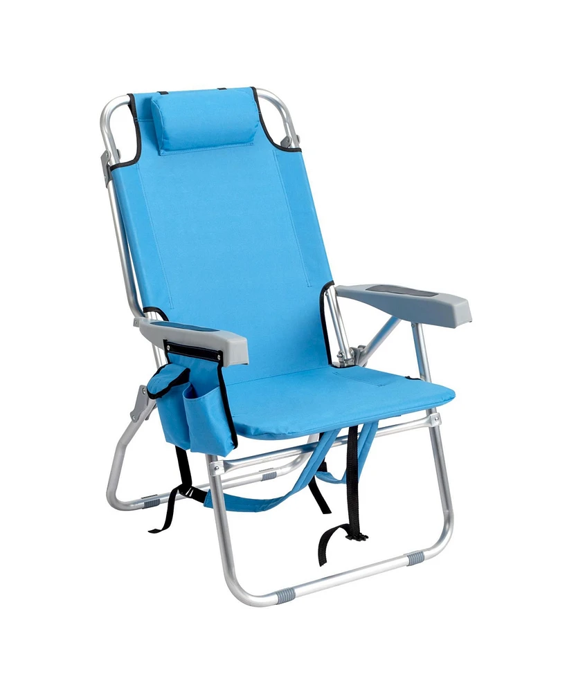 Slickblue Heightened Beach Chair – Blue Oxford Cloth with Silver White Aluminum Tube, 100kg Weight Capacity