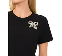 CeCe Women's Embellished Bow Tee