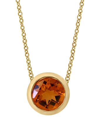 Effy Round Gemstone 18" Pendant Necklace 14K Gold Plated Silver