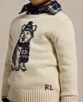 Polo Ralph Lauren Toddler and Little Boys Dog-Intarsia Crewneck Sweater