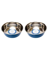 Country Living Set of 2 Heavy Gauge Stainless Steel Dog Bowls - Non-Skid, Durable & Rust-Resistant Perfect for Food Water