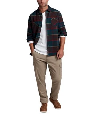 Weatherproof Vintage Mens Plaid Shirt Jacket Waffle Knit Long Sleeve Henley Regular Fit Cargo Pants