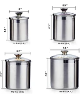 Cooks Standard 4-Piece Stainless Steel Food Jar Storage Canister Set Large with Glass Lid