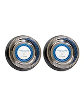 Country Living Set of 2 Twill Melamine Dog Bowls with Removable Stainless Steel Inserts – Stylish & Durable Pet Feeder