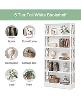 Tribesigns 70.87-Inch Tall White Bookshelf, 5