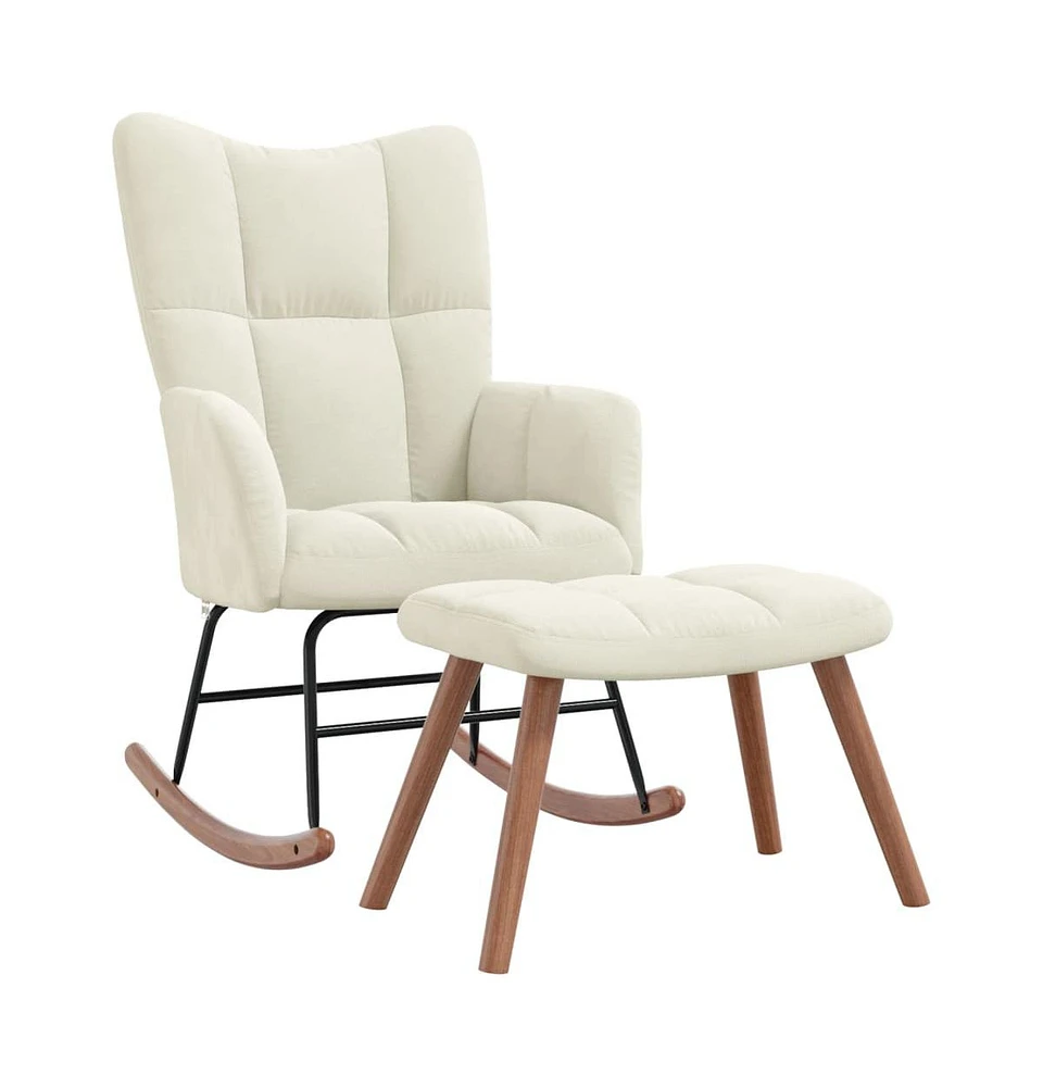 vidaXL Rocking Chair with a Stool Velvet