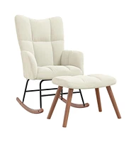 vidaXL Rocking Chair with a Stool Velvet