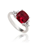 Suzy Levian New York Suzy Levian Sterling Silver Red Cubic Zirconia Center Stone Ring