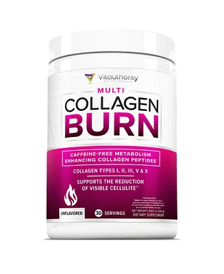 Vitauthority Multi Collagen Burn Powder, Hydrolyzed Collagen Peptides Powder with Types I Ii Iii V X for Weight Loss Support, Vitauthority, Unflavored