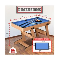SereneLife 48" 5-in-1 Foldable Multi-Function Game Table with Foosball, Pool, Bowling, Shuffleboard, and Ping Pong