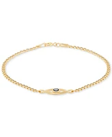 White & Black Enamel Evil Eye Open Link Chain Bracelet in 14k Gold