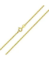 Bling Jewelry 2mm 030 Gauge Strong 14k Gold Plated .925 Sterling Silver Rope Link Chain Necklace Made In Italy 16 20 24 Inch