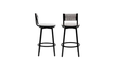 Slickblue Set of 2 Counter Height Bar Stools Swivel with Footrest, Hand-Woven Dining Chairs