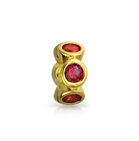 Bling Jewelry Red Imitation Ruby Cz Red Spacer Charm Bead Gold .925Sterling Silver