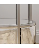 Simplie Fun Mirrored Modern Glam End Table with Glass Top and Reflective Accents