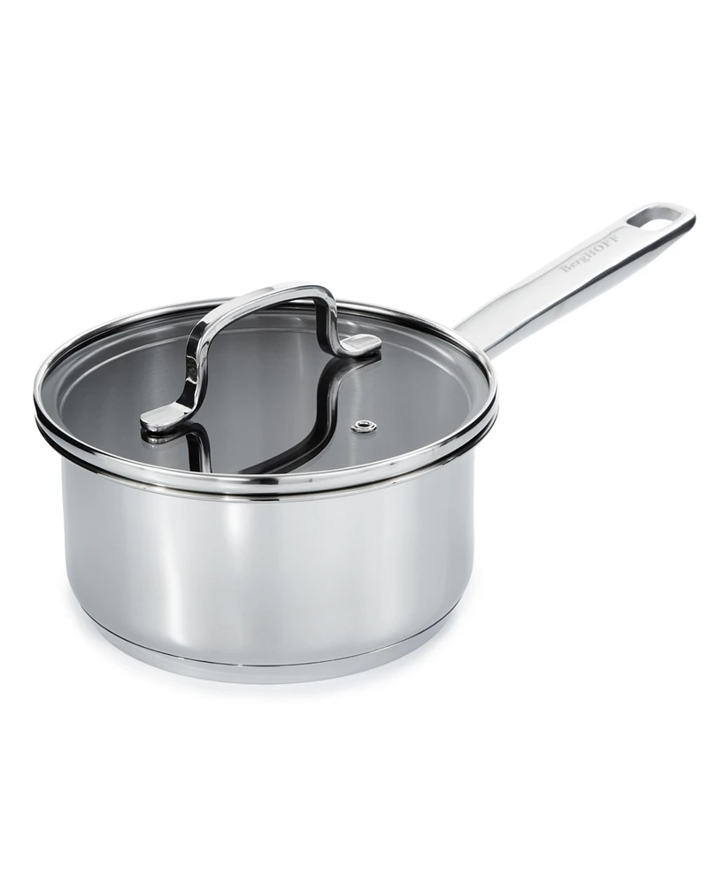 BergHOFF DiNA Helix Recycled 18/10 Stainless Steel 6.5" Saucepan 1.6qt., Glass Lid