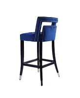 Slickblue Suede Velvet Barstools with Nailheads 2-Piece Set, Elegant Living Room Chairs