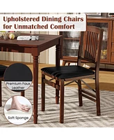Gymax Folding Dining Chairs Set of 4 /Padded Seat Rubber Wood Frame for Dining Room