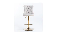 Slickblue Golden Swivel Velvet Barstools Adjustable Seat Height from 25-33 Inches, Luxurious and Stylish