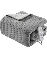 Caromio Waffle Sherpa Electric Heated Throw Blanket, 50" x 60"