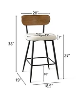 Maison Boucle Scandia-style Set of 2 Armless Counter Height Stool with Metal Base-Maison Boucle