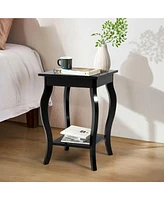 Gymax Accent Side Table Sofa End Table Nightstand Coffee Table w/ Storage Shelf