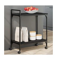 vidaXL Kitchen Trolley Black 23.8"x12.2"x28.5" Engineered Wood