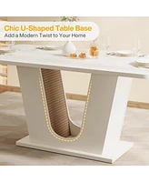 Tribesigns Modern Dining Table for 4-6, 55-Inch Rectangular Kitchen Table with U-Shaped Base, Wood Dinner Table for Kitchen Dining Room Apartment, Cre